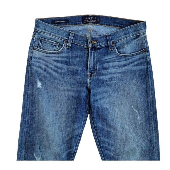 Lucky Brand Denim Sienna Cigarette Boyfriend Distressed Jeans Size 28 Mid Wash - Picture 5 of 11